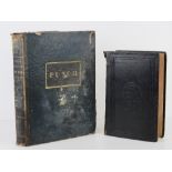 Book; Punch's Almanack for 1850. Also a full leather bound bible published Oxford 1877. Two items.