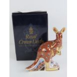 Royal Crown Derby Paperweight; the Australian Collection 'Kangaroo', gold stopper or button,