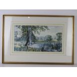 Watercolour; Quarter Lakes Castle Ashby, signed lower right John Evans 1972, 29 x 53cm.