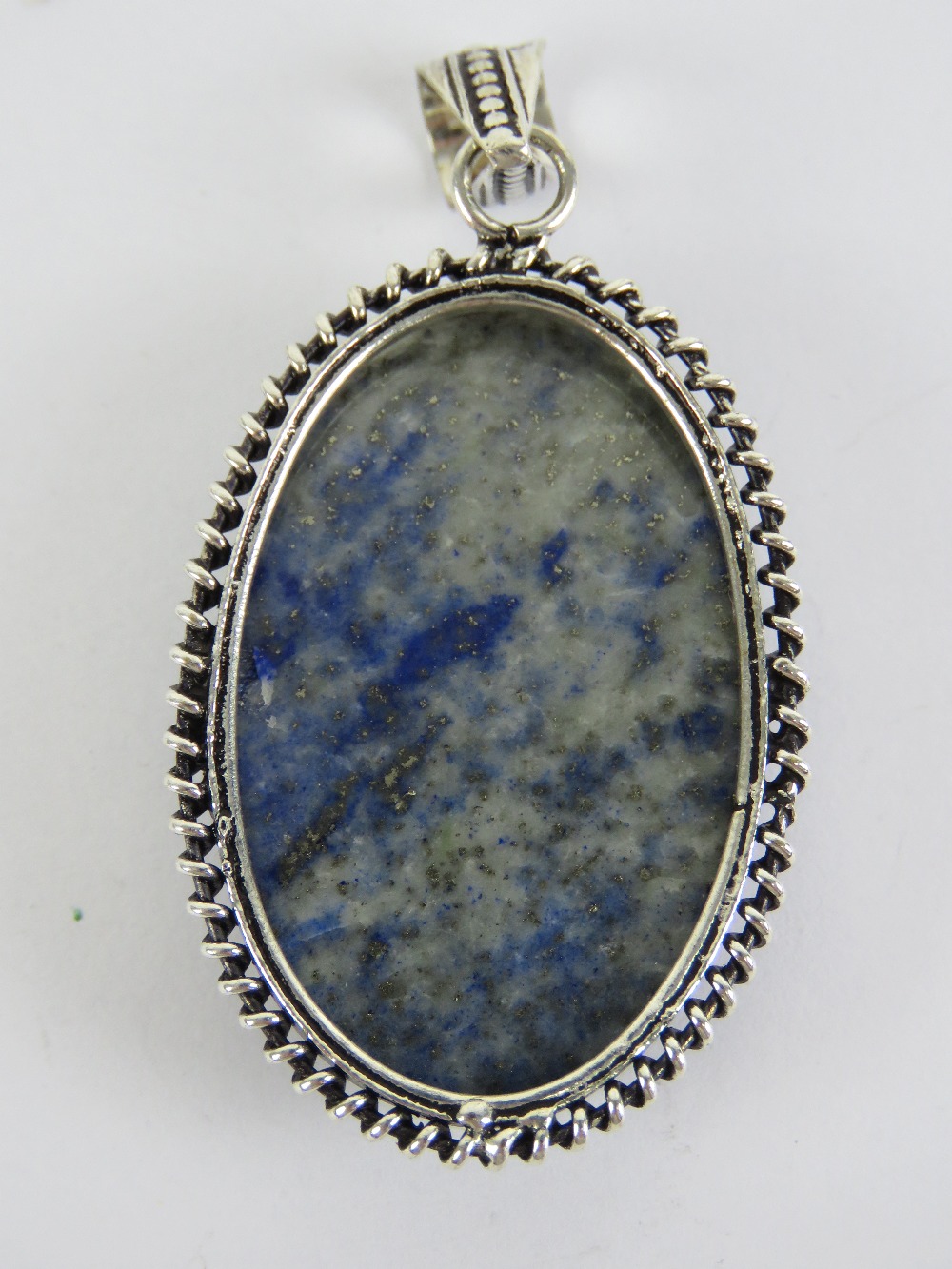 A large lapis lazuli pendant stamped 925 measuring 6cm inc bale. - Image 2 of 2
