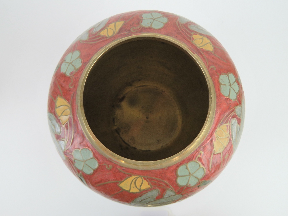 A contemporary brass and enamelled ginger jar and cover, 22cm high. - Image 3 of 3