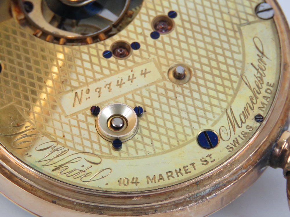 A 14k gold top wind pocket watch having Swiss movement marked H White 104 Market Street Manchester, - Image 4 of 6