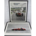 A pair of fine quality Ferrari themed colour prints from paintings by Roy Nockolds,