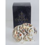 Royal Crown Derby Paperweight; 'Russian Bear', gold stopper or button, with box.