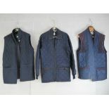 Outdoor clothing; four gilets, fleece size 14 and 16, others size 42" and L, coat size 38",