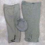 Two pairs of Estate Managers Green Shetland tweed shooting or hunting britches made by Cordings &