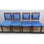 A set of four Victorian mahogany reeded dining chairs, raised over turned and reeded legs.