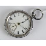 A 935 Swiss silver key wind open face pocket watch, hinge af,