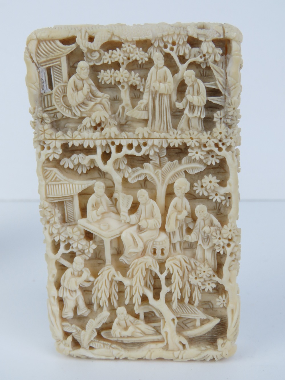 A 19th century carved ivory cylindrical brush pot, 9 x 5cm. - Image 8 of 11