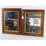 Two fine rosewood and part gilt square shaped wall mirrors, measuring 43.5 x 36cm and 45.