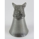 A stirrup cup having fox head upon, English Pewter made in Sheffield, 8.5cm.