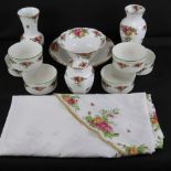 Royal Albert Old Country Roses; Two vases, ginger jar, fruit bowl, six large ramekins,