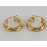 A pair of 9ct gold hoop earrings, stamped 375, 1.