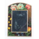 A delightful handpainted easel photograph frame having barge ware style floral decoration,