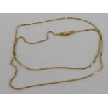A 9ct gold box link chain necklace, 45cm in length, hallmarked 375, 2.3g.