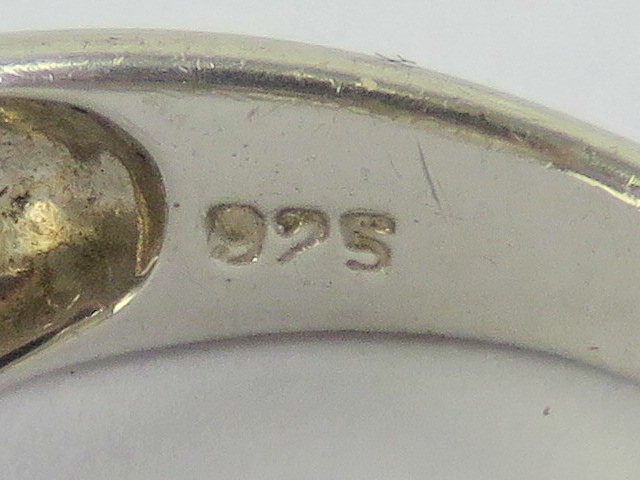 Three silver rings, one marquise shaped set with white stones size Q-R, - Image 2 of 2