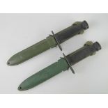 Two 1950s M16 bayonets with scabbards, h