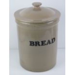 A glazed Stoneware bread bin with lid st