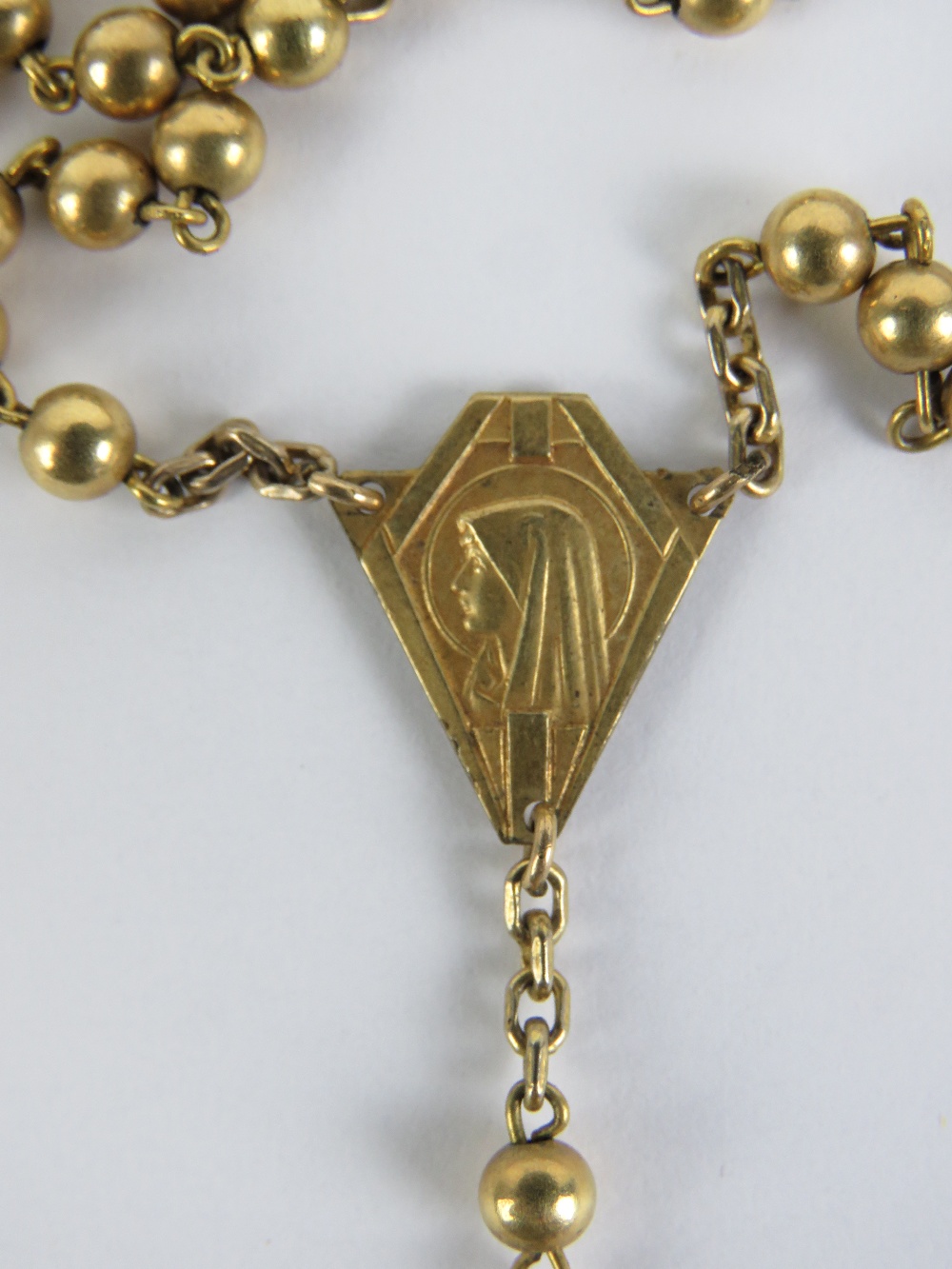 A gilt metal rosary having crucifix upon - Image 3 of 4