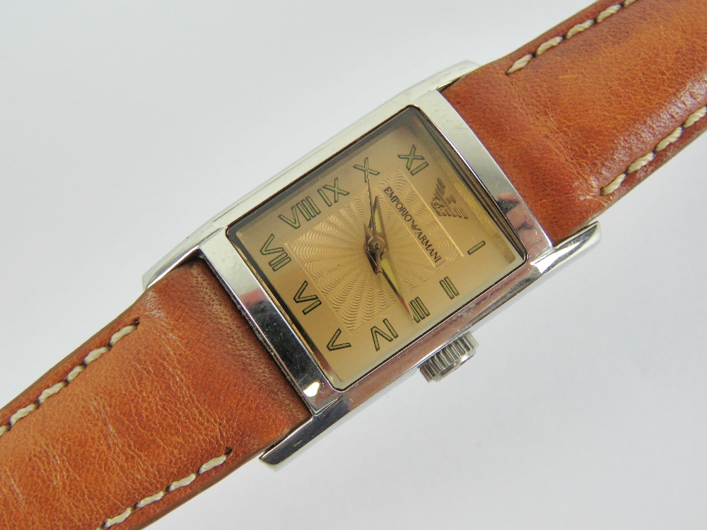 A ladies Emporio Armani wristwatch on or