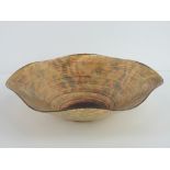 A frilled and foiled glass bowl, 28cm di