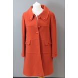 Hobbs; a 65% wool pumpkin coloured Edie coat,