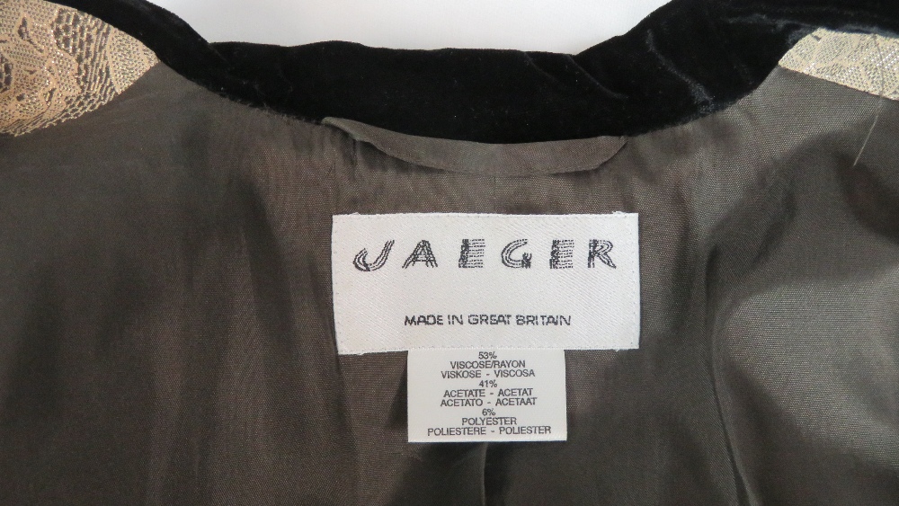 Jaeger; A black velvet and 'gold brocade' jacket, dry clean only label within, UK size 14. - Image 4 of 7