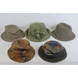 Four 100% new virgin Irish wool tweed hats.