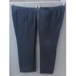 Two pairs of navy blue silk and linen blend Boden trousers, each size 36 waist, 55% silk.