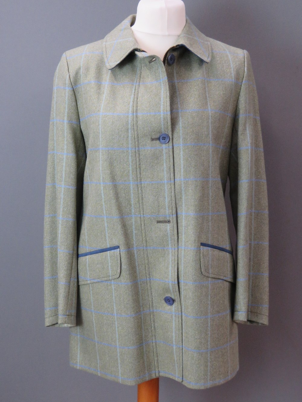 100% wool ladies tweed coat made by Chrysalis Country Clothes Northamptonshire with label for