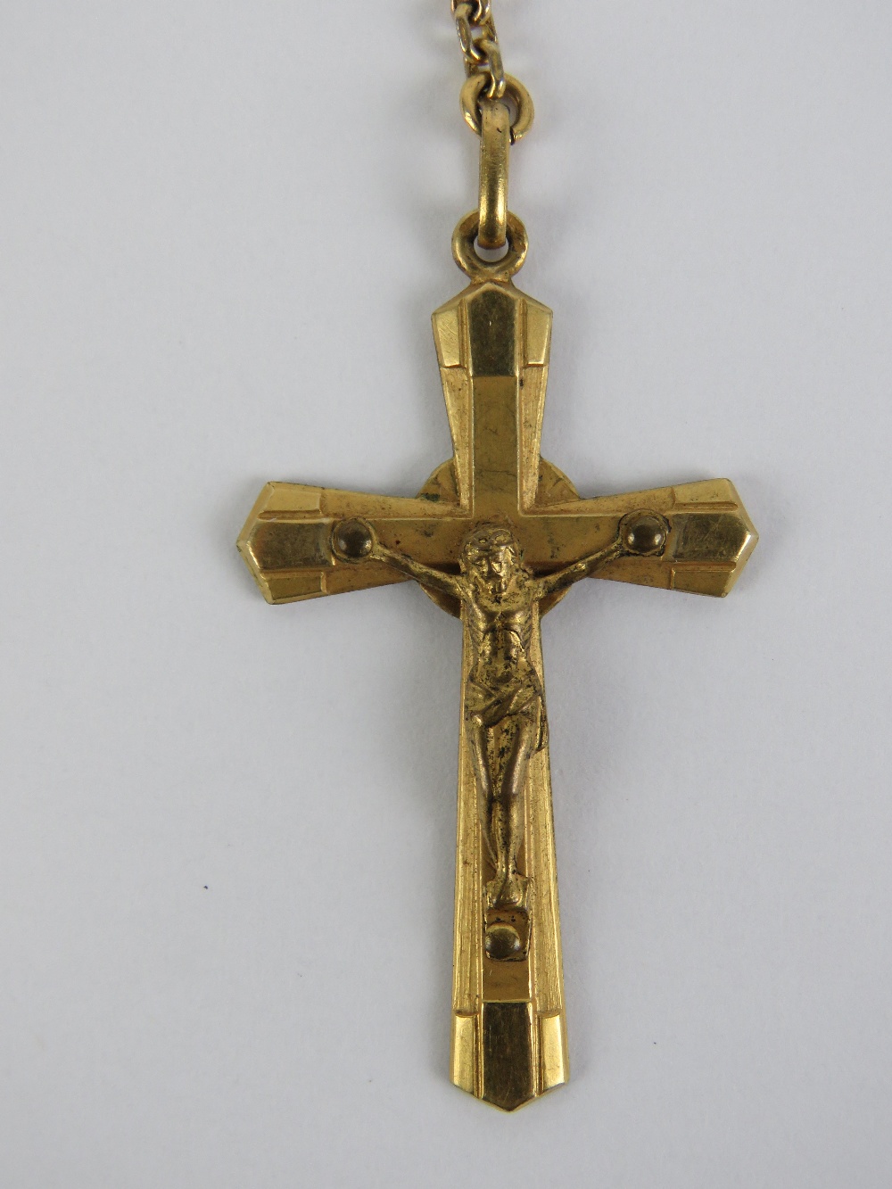 A gilt metal rosary having crucifix upon marked France. - Image 2 of 4