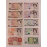 A quantity of British bank notes; Sir Edward Elgar £20, Michael Faraday £20,