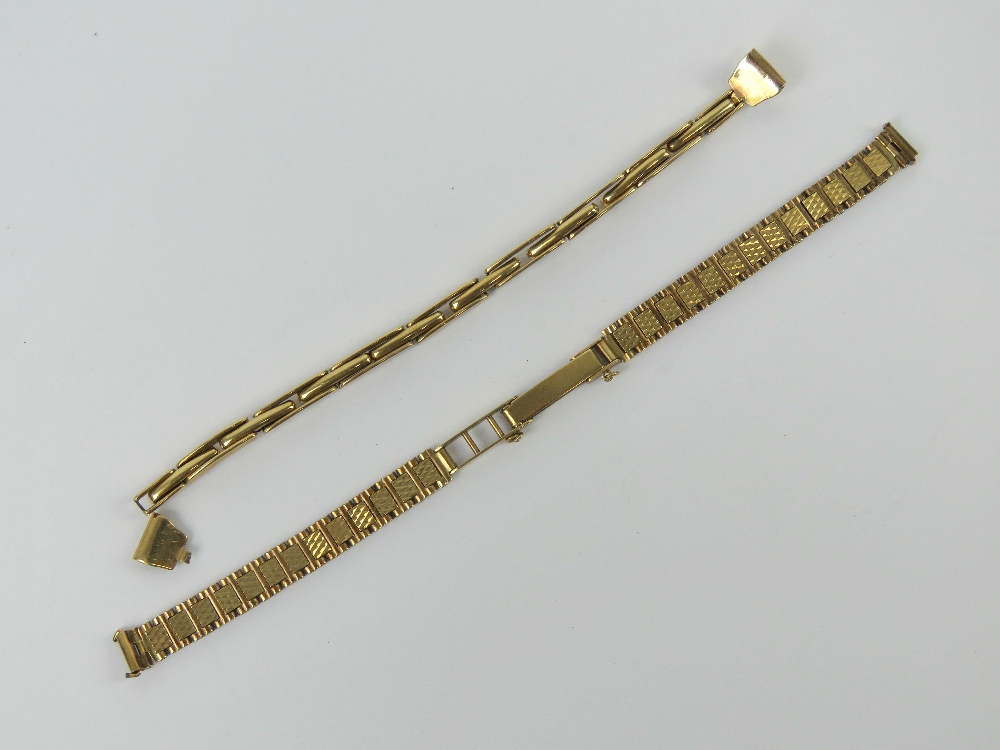 A 9ct gold watch strap, hallmarked 375, 10.2g.