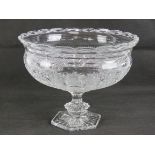 A fine quality lead crystal cut glass pedestal punch bowl, 29.5cm dia, standing 23cm high.