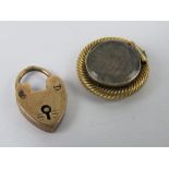 A 9ct gold heart padlock clasp, hallmarked 375, 1.3g.