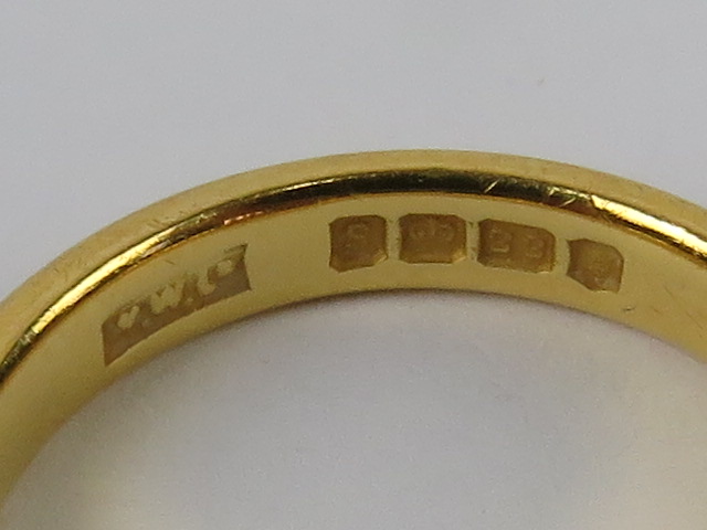 A 22ct gold D shaped band, hallmarked London, size M, 5.6g. - Image 2 of 2