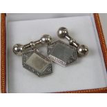 A pair of Sterling silver cufflinks, un-engraved, in presentation box.