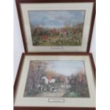 A pair of hunting-themed prints 'The Hunt' and 'Through the Copse' by Haywood Hardy, each 40 x 28cm,