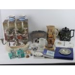 A quantity of assorted ceramics and silver plated items including; Wade, Wedgwood,
