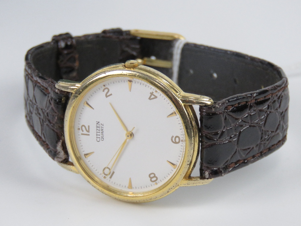 A Citizen quartz wristwatch having leather faux crocodile skin strap, in associated box. - Image 3 of 4