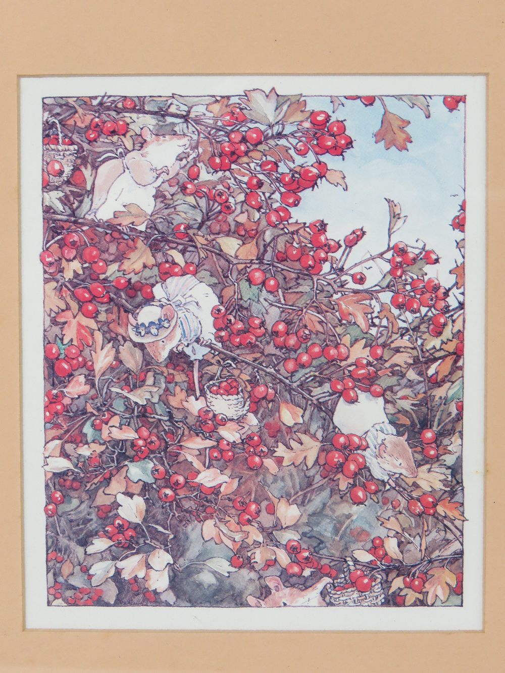 Two Brambly Hedge prints featuring mice in brambles picking fruit. - Image 2 of 3