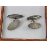 A pair of HM silver cufflinks, un-engraved, in presentation box, hallmarked Birmingham.