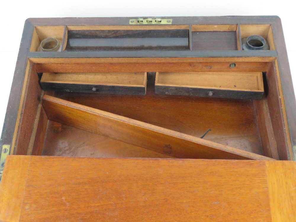 A fine mahogany writing slope having brass banding, hinges and escutcheon plate, - Image 5 of 8