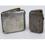 Two HM silver cigarette cases, one with nickel inserts hallmarked Birmingham 1911,