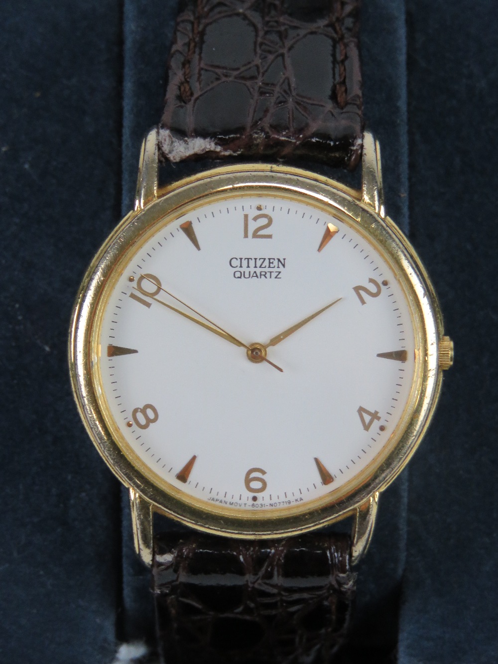 A Citizen quartz wristwatch having leather faux crocodile skin strap, in associated box. - Image 2 of 4