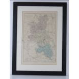 Map; Buckinghamshire reduced from the Ordnance Survey, hand tinted, 50 x 33cm.