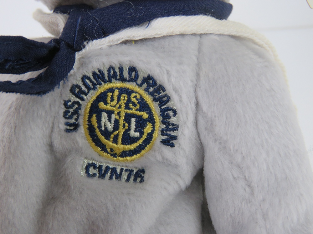 Ty Beanie Babies/Beanie Bears; 'Ronnie' with USS Ronald Reagan patch to chest, - Image 2 of 4