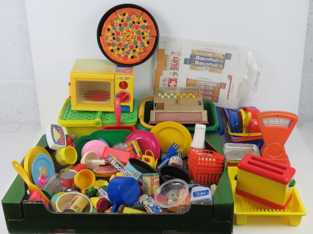 An extensive collection of shop or playhouse plastic food together with shopping baskets, - Image 2 of 3