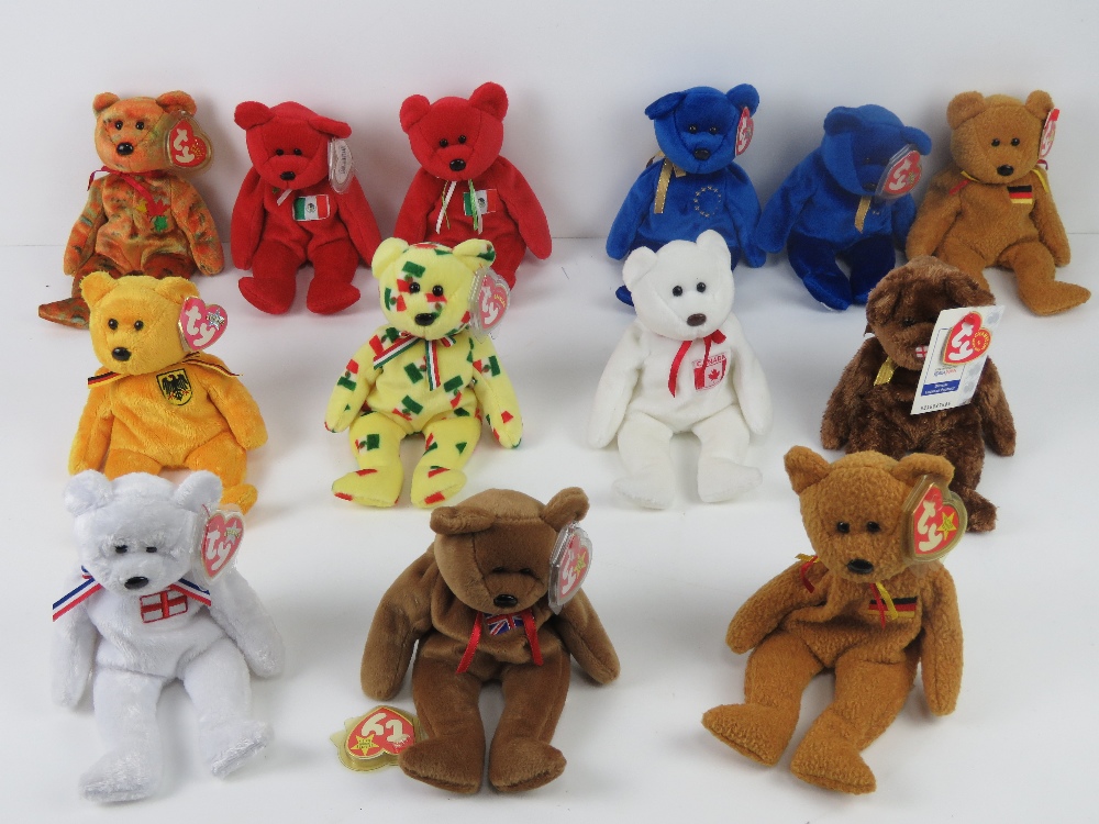 Ty Beanie Babies/Beanie Bears; 'Unity' (x2), 'Germania' (x2), 'Pinata', 'England', 'New Brunswick',
