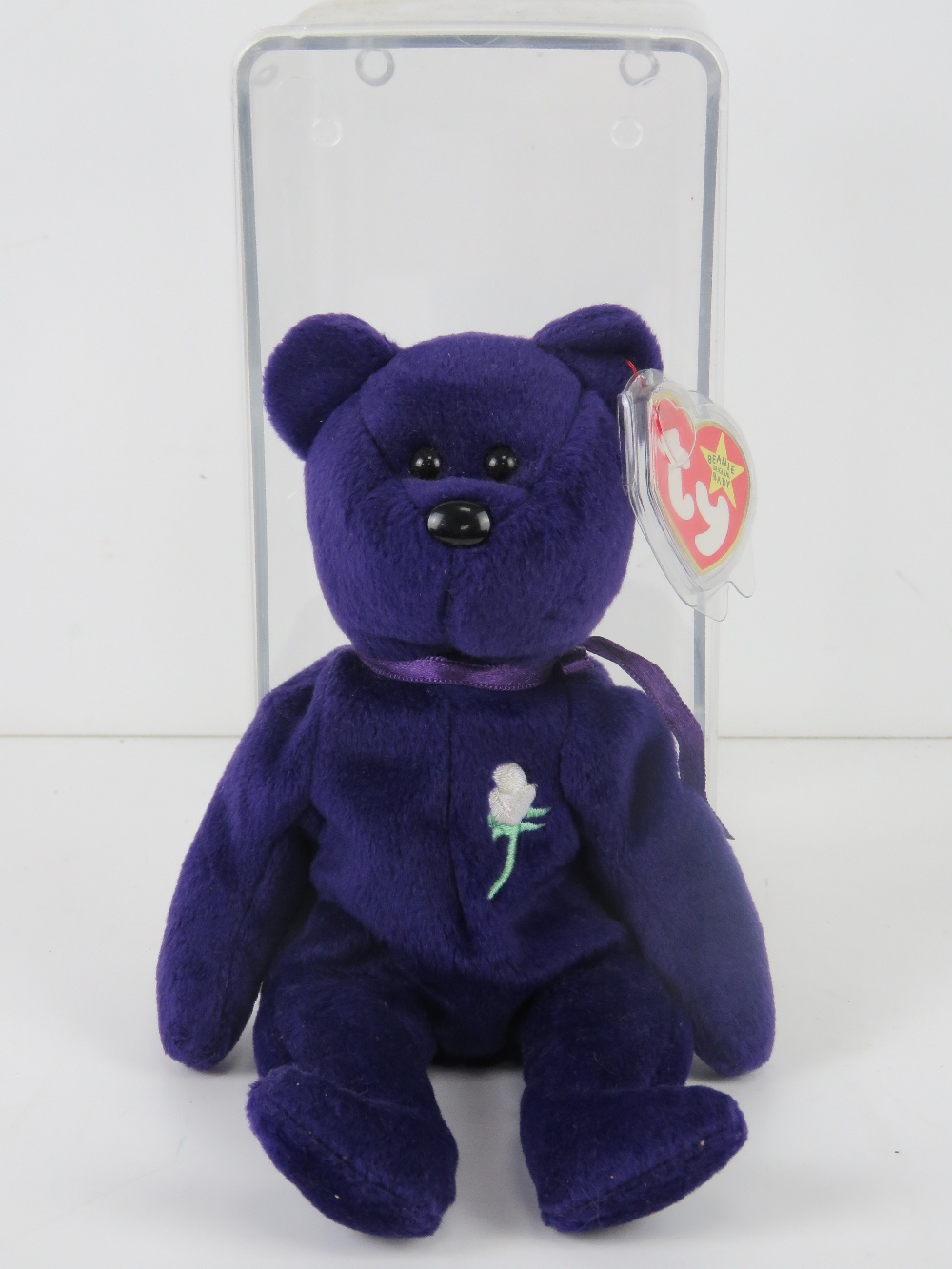 Ty Beanie Babies/Beanie Bears; a rare Indonesian made bear, Princess in plastic case with tag.